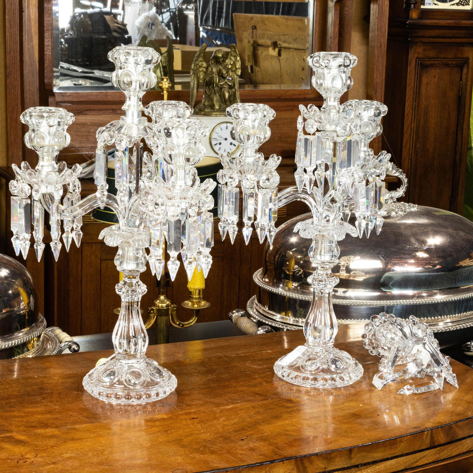 Pair of crystal girandoles, four lights each (1 of 1)