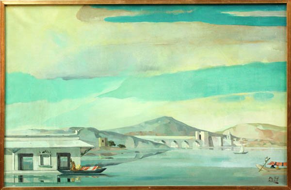 Painting, Peter Todd Mitchell, Mediterranean Scen: Framed oil on canvas, Mediterranean Coastal Scene, by Peter Todd Mitchell (American, 1924-1988), signed ''Peter Todd Mitchell'' lower right, sight: 23.5''h x 36''w, overall: 24.5''h x 37''w