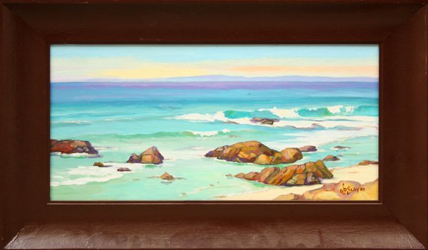 Painting, James Dudley Slay III, Breaking Waves: Framed oil on canvas, Breaking Waves, by James Dudley Slay III (California, b. 1953), signed ''Jo Slay III'' lower right, sight: 11.75''h x 23.5''w, overall: 19''h x 30.75''w