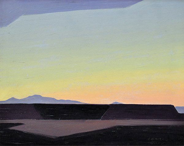 Painting, Conrad Buff, Sunset: Framed oil on board, Sunset, by Conrad Buff (California, 1886-1975), signed ''Conrad Buff'' lower right, sight: 13.5''h x 17.2''w, overall: 18.75''h x 22.6''w