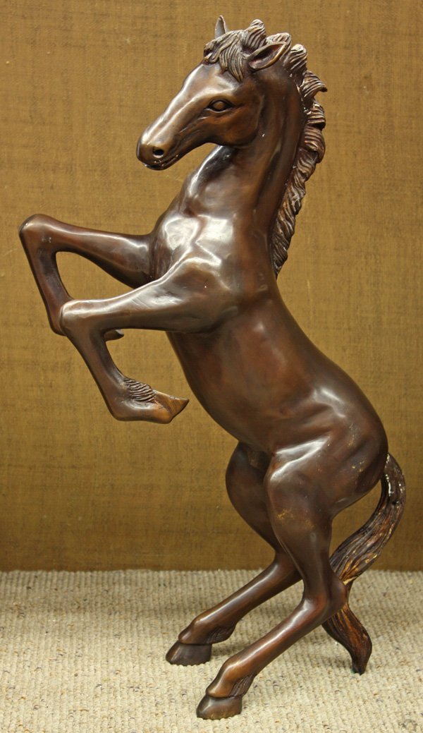 Bronze, after PJ Mene, Bucking Horse: Bronze sculpture, Bucking Horse, after Pierre Jules Mene (French, 1810-1879), bears signature ''PJ Mene'' lower left (hoof), 20th century recast, overall: 25.5''h x 7''w x 15''d