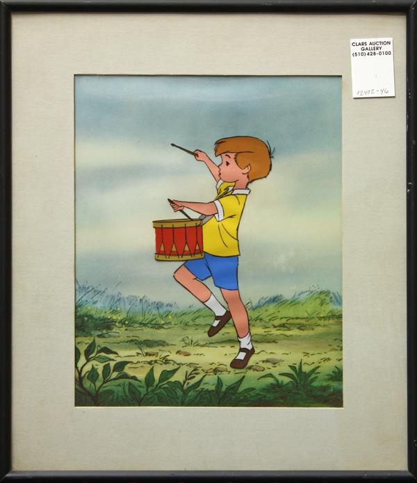 Animation cell, Christopher Robin, Disney: Framed animation celluloid, Christopher Robin from Walt Disney's Winnie the Pooh, unsigned, label affixed verso, overall: 14.5''h x 12.5''w