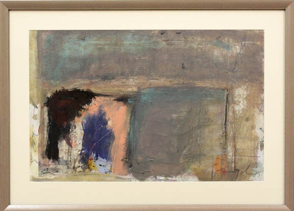 Mixed media, Robert Gonzales, Scat: Framed mixed media on paper, ''Scat,'' 1975, by Robert Gonzales (American, 1931-1981),signed and dated ''Gonzales '75'' lower right, titled lower left, sight: 24.335''h x 37.5''w, overall: 35''h x 47.