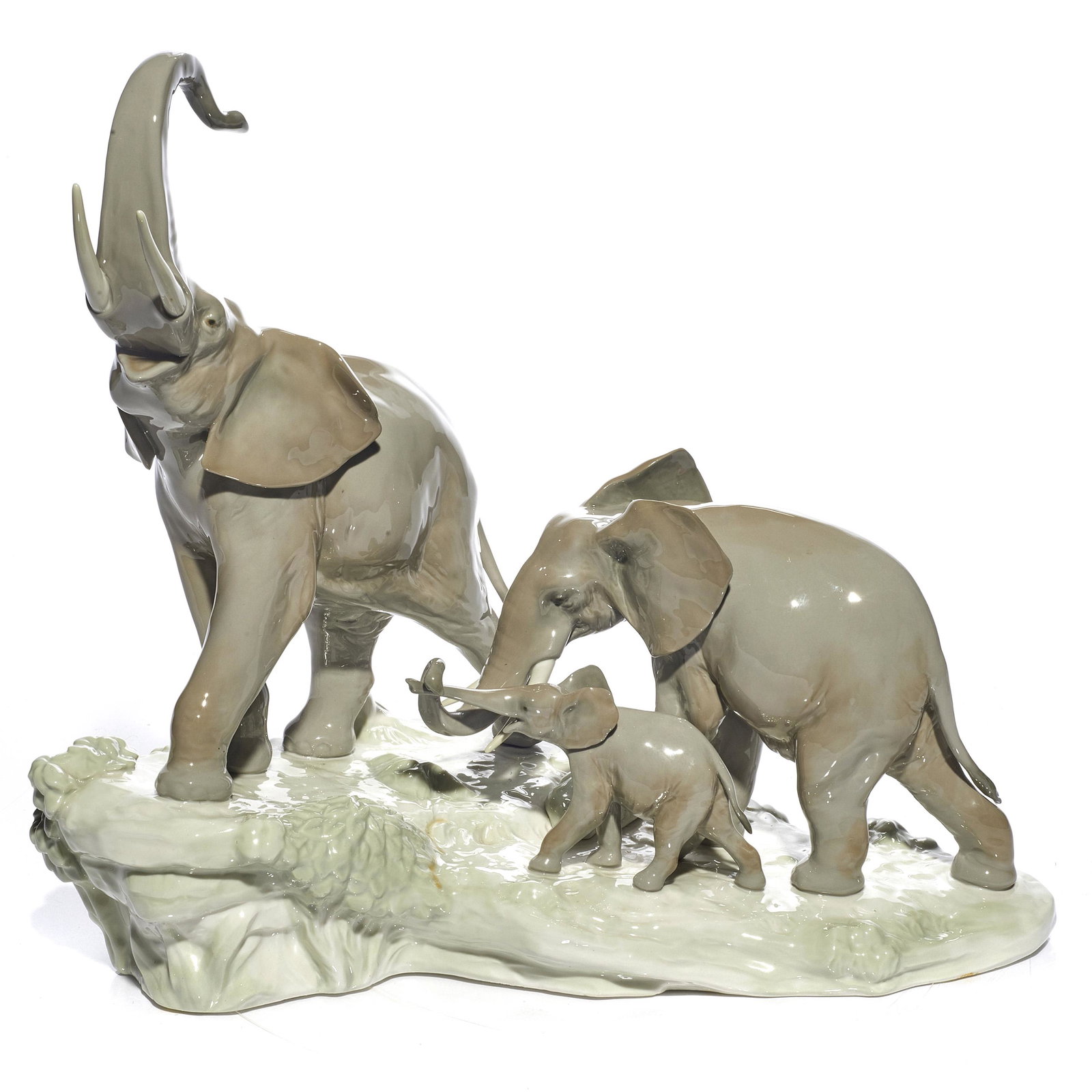 Lladro porcelain 'Elephants Walking' figural sculpture (1 of 3)