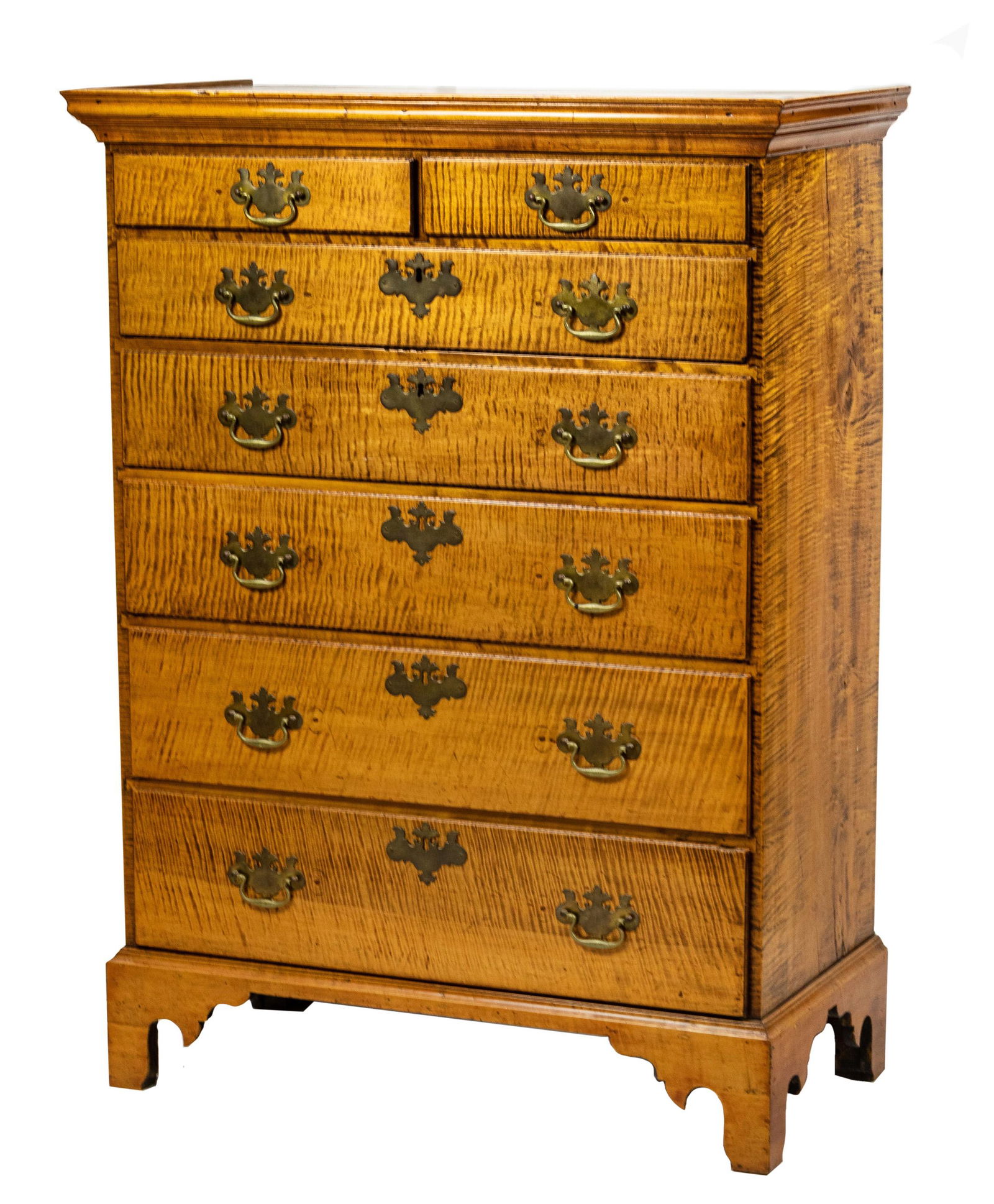 An American Chippendale tiger maple chest circa 1770 (1 of 3)