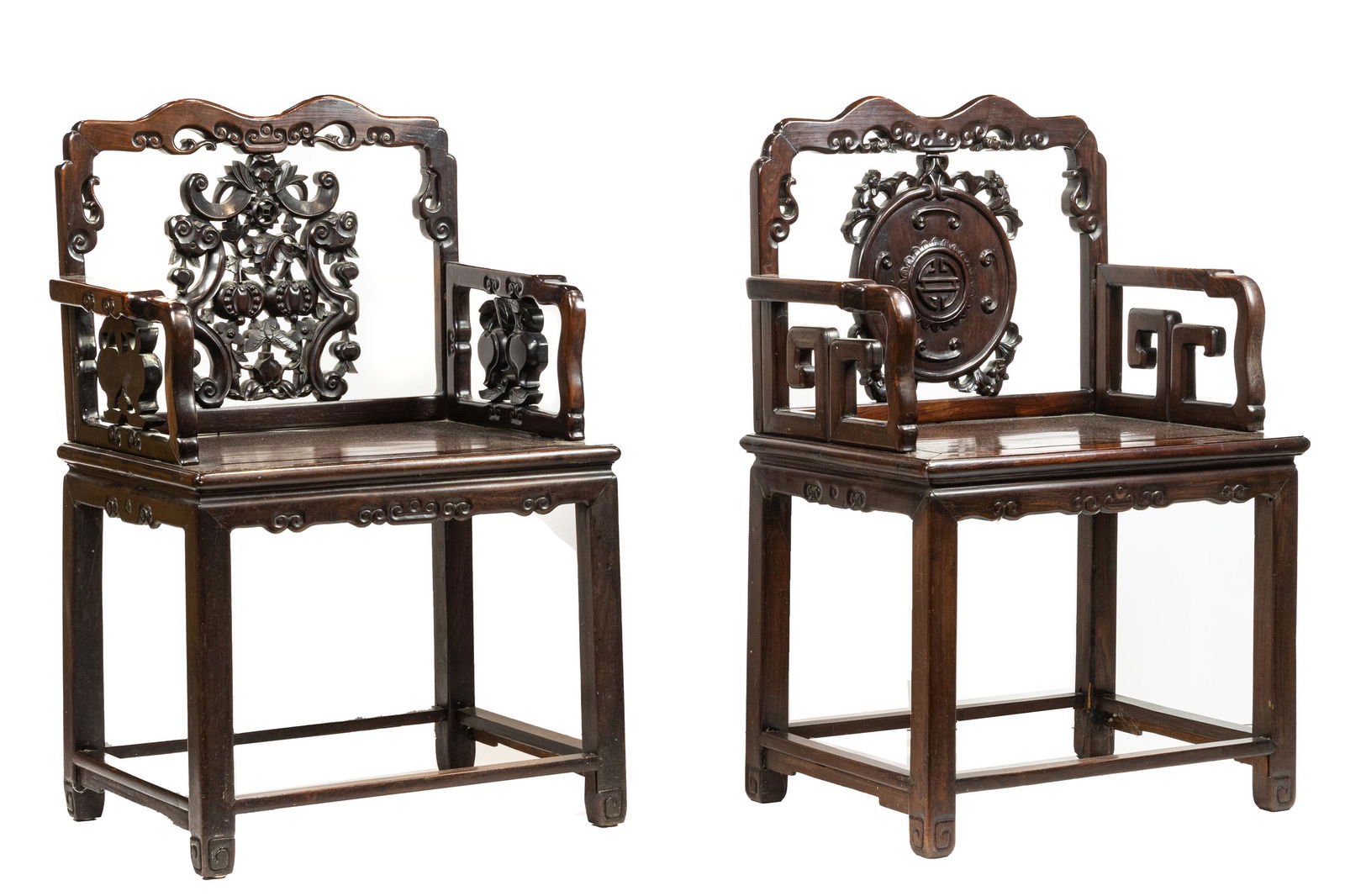 (lot of 2) Chinese hardwood armchairs (1 of 6)