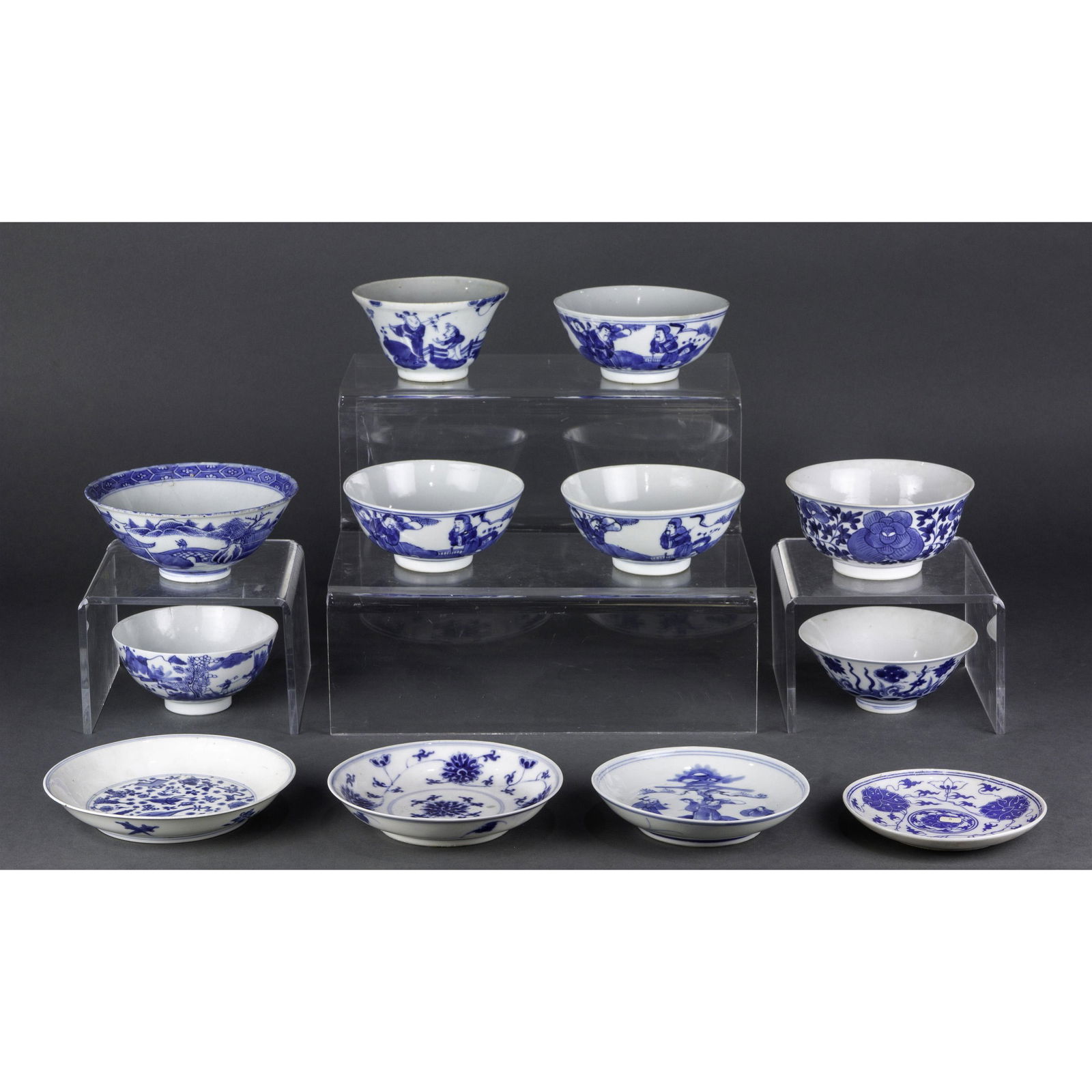 (lot of 11) Chinese blue and white bowls and dishes (1 of 3)