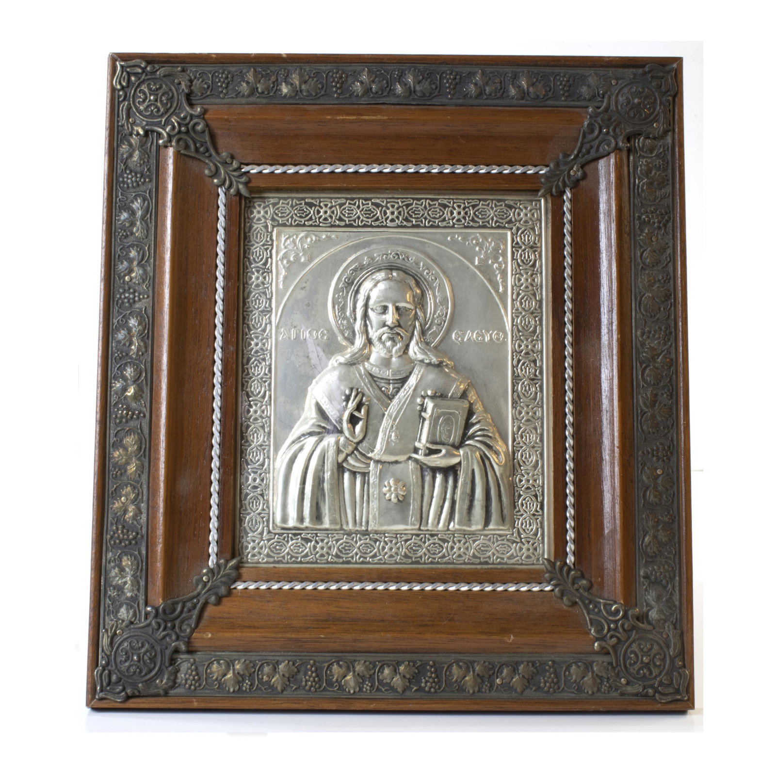 Continental repousse icon of a Saint in gilt metal (1 of 1)