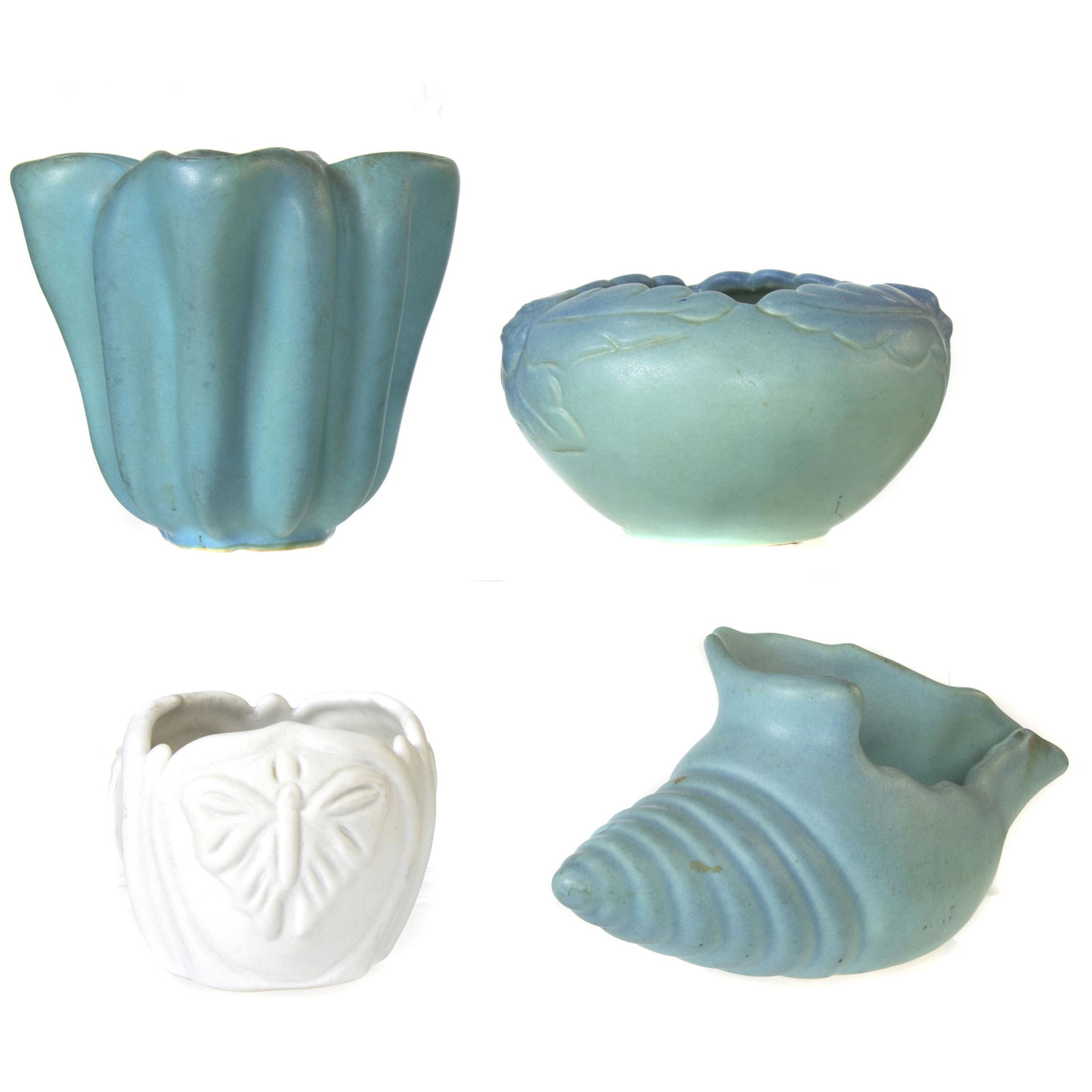 (Lot of 4) Three Van Briggle sea green shading to blue (1 of 1)