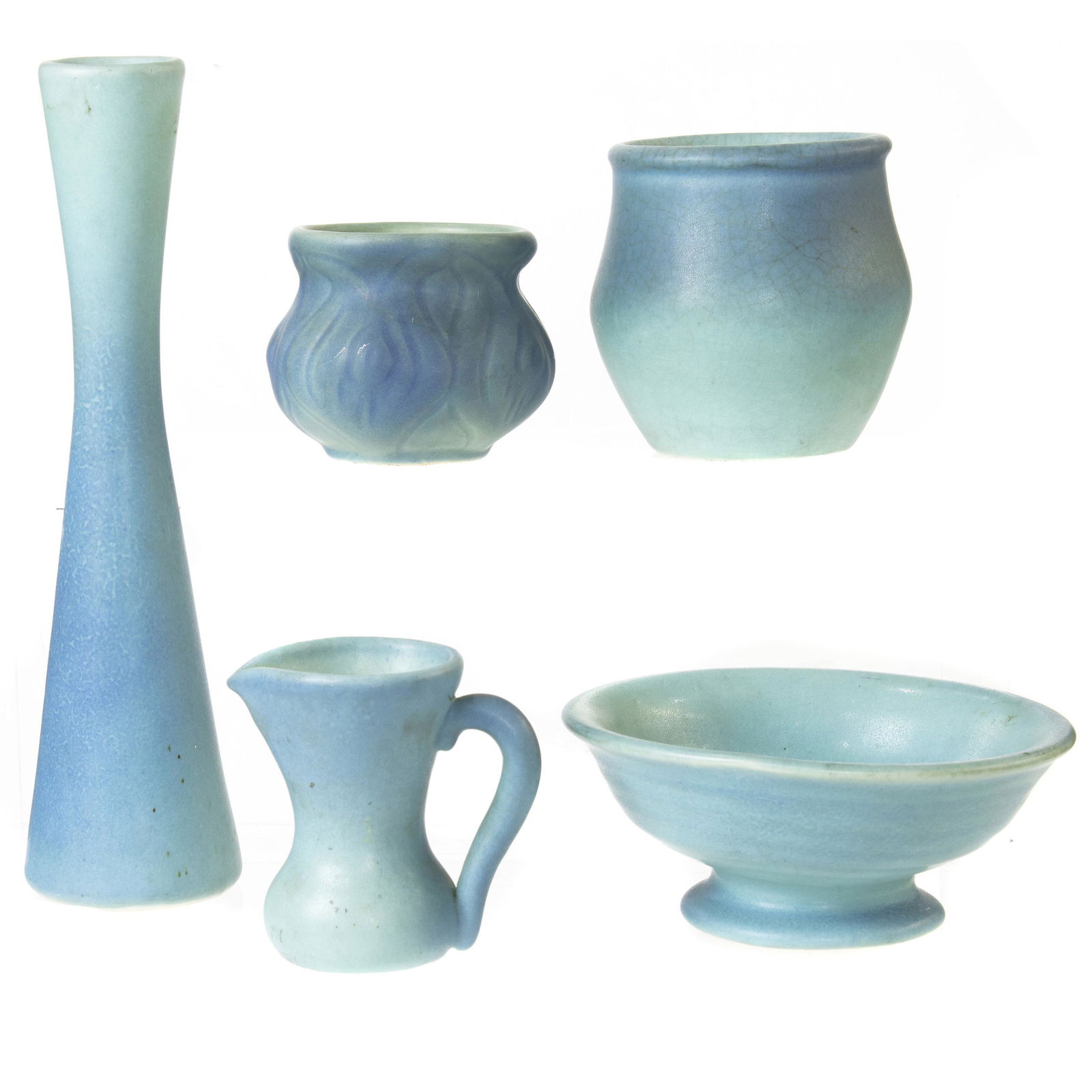 (Lot of 5) Van Briggle sea green shading to blue flambe (1 of 1)