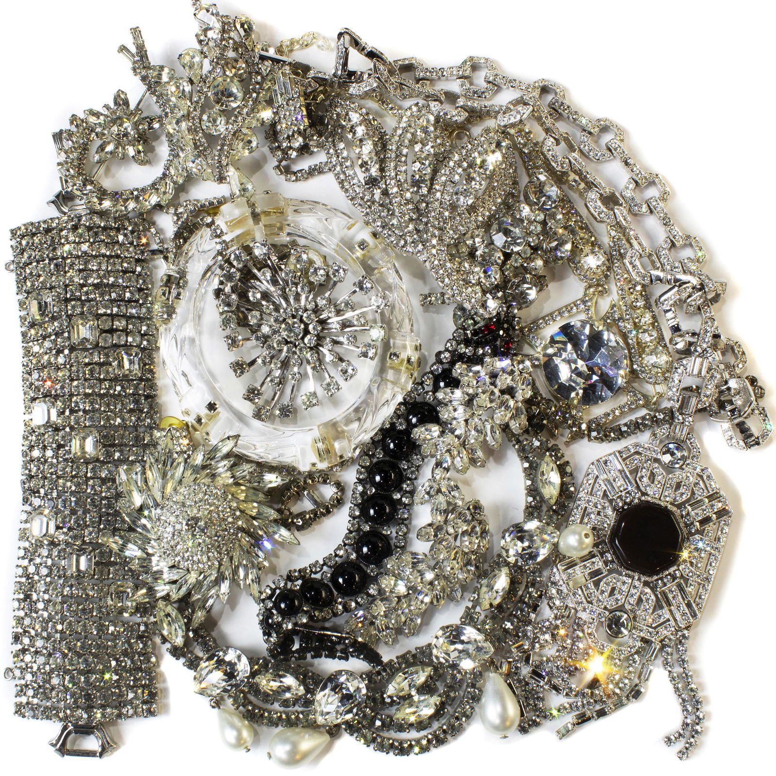 (lot of 17) Collection of Rhinestone Costume jewelry (1 of 1)