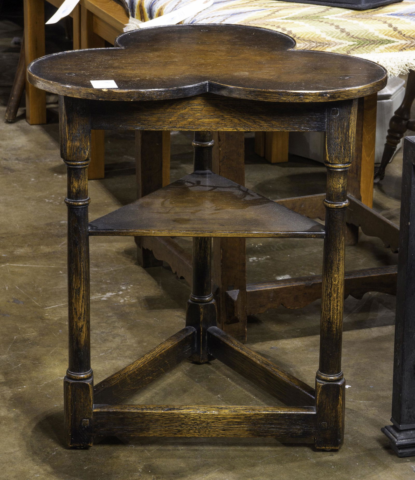 Antique oak cricket or tavern table, 22"h x 20"dia (1 of 1)