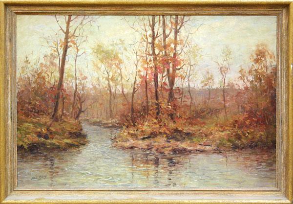 2183: Painting, Edwin M. Dawes, River in Autumn Landsca