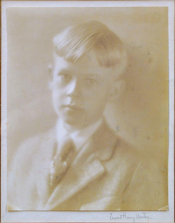 Photograph, Edward Weston, Carroll Costello Toll: Framed sepia photograph, Portrait of Carroll Costello Toll, by Edward Weston (California, 1886-1958), pencil signed ''Edward Henry Weston'' lower right, sight: 9.5''h x 7.625''w, overall: 18.125''h x