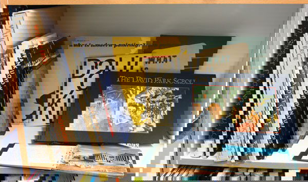 Lot of art books: (Lot of 13) misc art related books, featuring titles by Frank Lloyd Wright, David Park, 2 editions of MOMA's ''What is Modern Painting?'', Manly P. Hall, an Armory Show 50th anniversay catalog, and ot