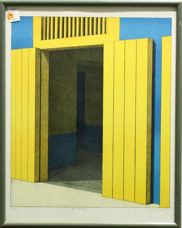 Print, Emilio Sanchez, Porta Naranja: Framed color lithograph, ''Porta Naranja,'' by Emilio Sanchez (American/Cuban, b.1921), signed lower right, titled lower center, unnumbered artist's proof, overall: 29''h x 23''w