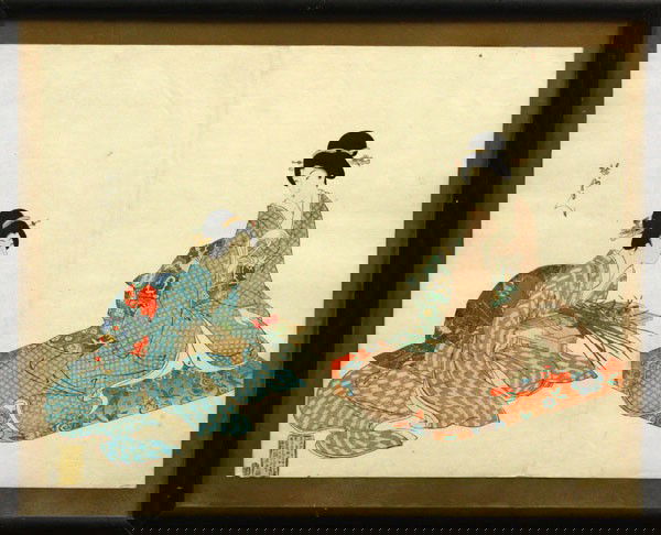 Japanese Woodblock Prints, Hiroshige III/Chikanob: (lot of 2) Framed Japanese woodblock prints: first from a Tokyo meiji no uchi (Famous views of Tokyo) series, entitled Asakusa Kinryuzan no zu, featuring an imperial visit accompanied by the empress,