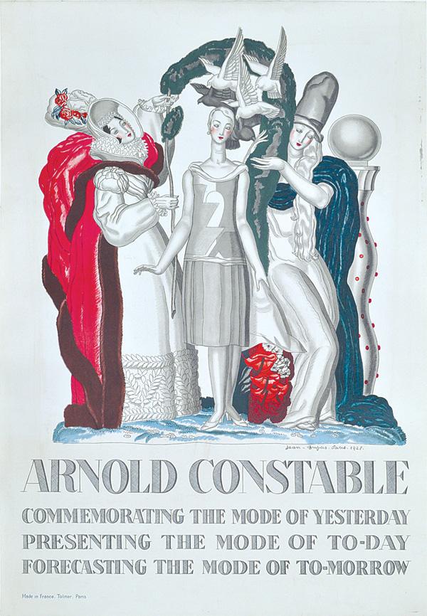 Poster, Jean Dupas, Arnold Constable: Unframed lithograph backed on linen, ''Arnold Constable,'' 1928, by Jean Dupas (French, 1882-1964), sheet: 47.5''h x 31''w, overall 49.5''h x 32''w