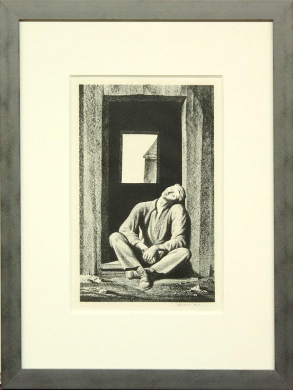 Print, Rockwell Kent, Resting: Framed lithograph, ''Resting,'' 1929, by Rockwell Kent (American, 1882-1971), pencil signed ''Rockwell Kent'' lower right, image: 9.5''h x 6''w, overall: 17.25''h x 13''w