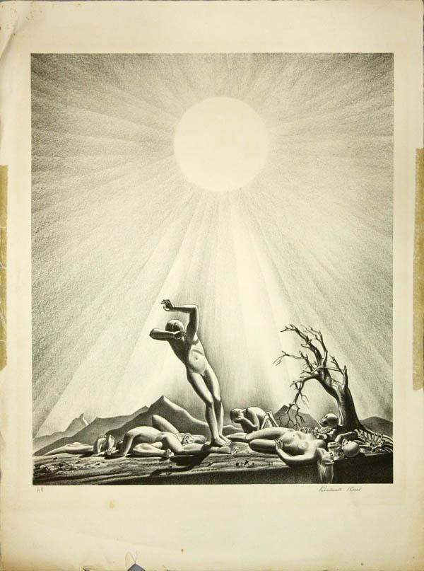 Print, Rockwell Kent, The End of the World - Sola: Unframed lithograph, ''The End of the World - Solar Flare Up,'' by Rockwell Kent (American, 1882-1971), pencil signed ''Rockwell Kent'' lower right, inscribed ''AP'' lower left, image: 12''h x 10''w, 