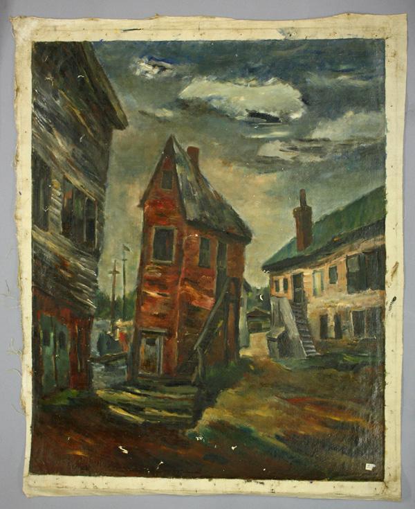 painting, Boris Deutsch, Red House: Unframed oil on canvas, Red House, by Boris Deutsch (California, 1892-1978), unsigned, overall: 33.25''h x 26.5''w