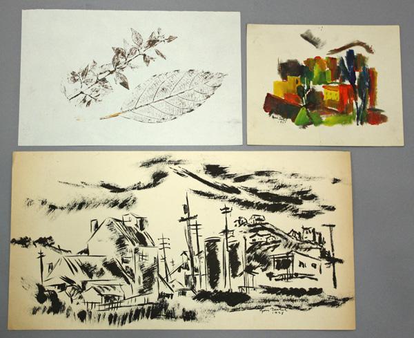 Works on paper, Boris Deutsch: (lot of 13) Unframed works on paper by Boris Deutsch (California, 1892-1978), largest overall: 13.5''h x 14''w