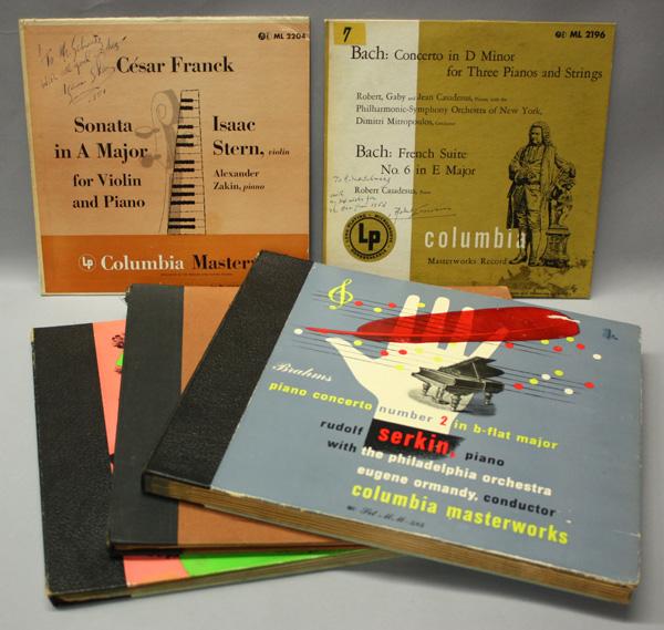 Signed classical records Isaac Stern, Casadesus: (Lot of 5) Signed classical records, Chopin, sonata #2 in B-flat minor, opus 35, Columbia masterworks MM-698, Robert Casadesus - piano, (signed Robert Casadesus inside record sleeve), Wagner, Lohengri