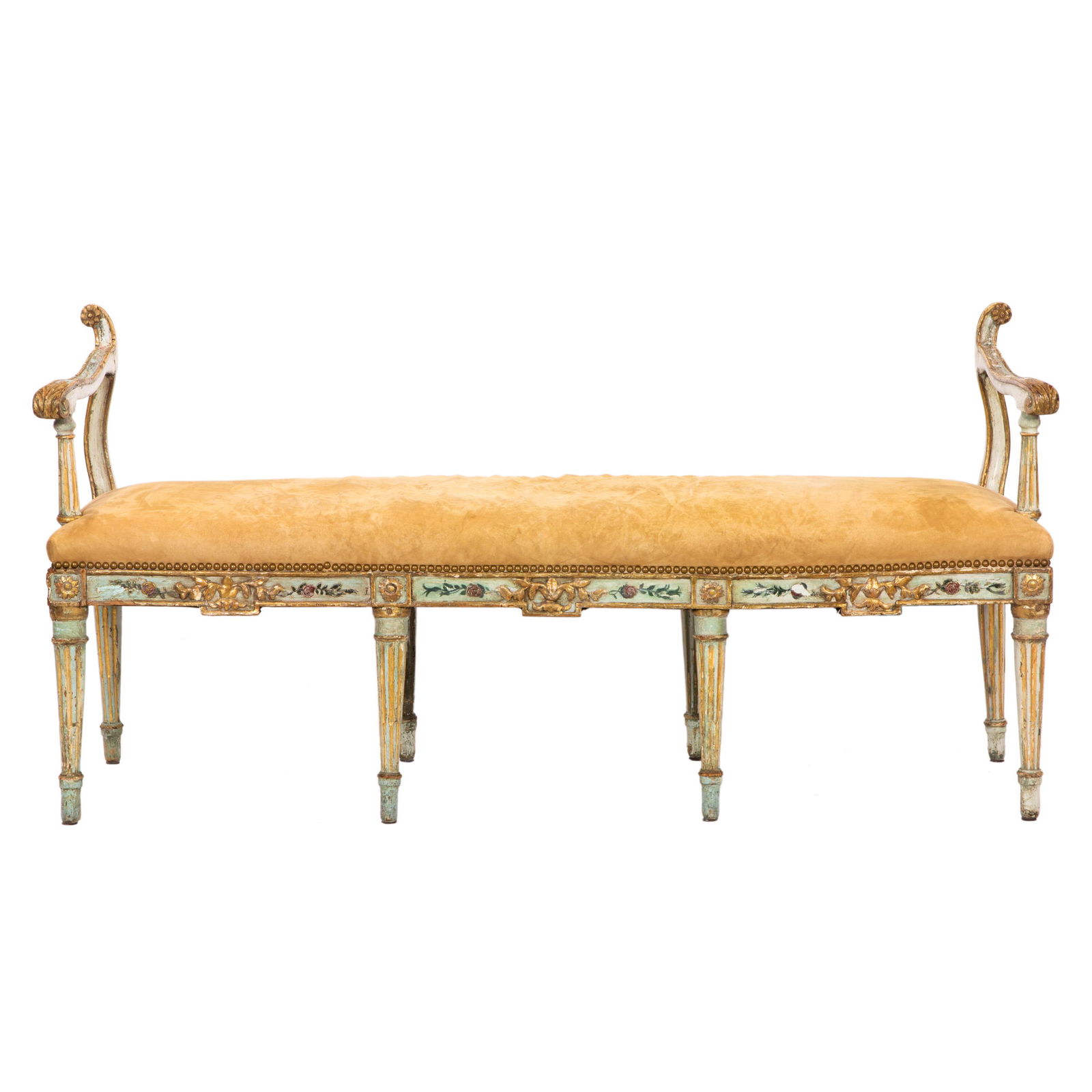 An Italian Neoclassical polychrome decorated bench (1 of 2)