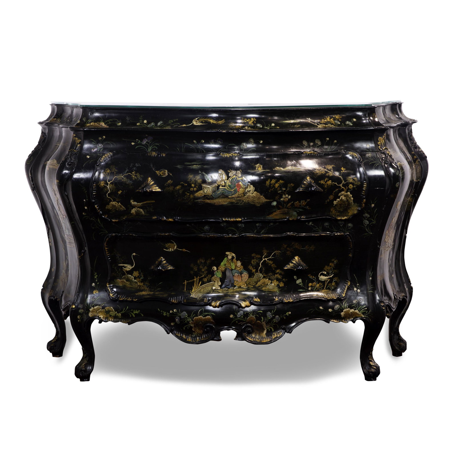 An Italian Rococo style green laquer chinoiserie (1 of 4)