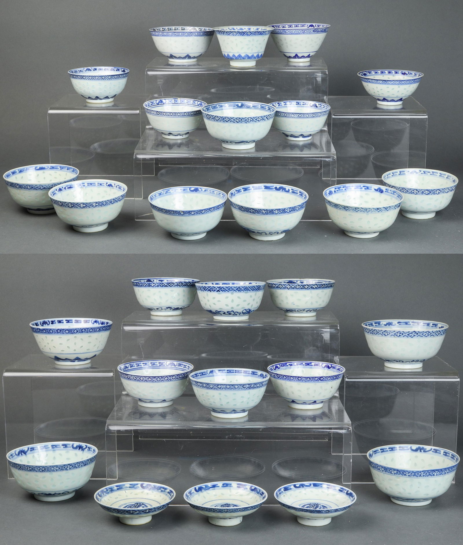 (lot of 27) Chinese blue and white bowls (1 of 3)