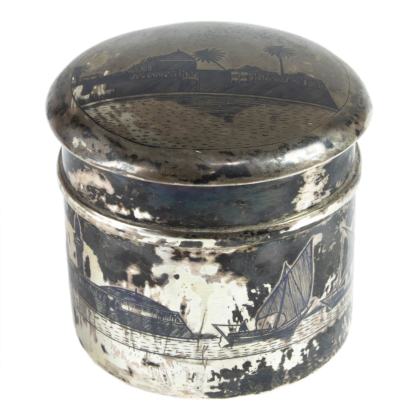 Continental niello silver covered jar (1 of 1)