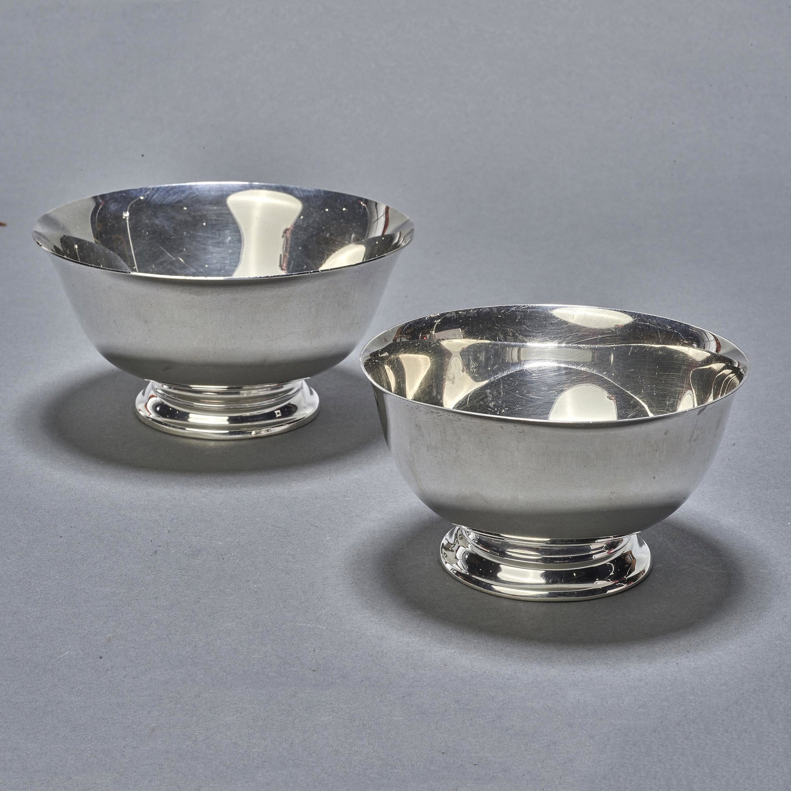 (Lot of 2) Revere type sterling bowls: (Lot of 2) Revere type sterling bowls: the larger by Reed & Barton x1455 5.25"d, the smaller by Gorham #41656, total weighable 10.1 toz