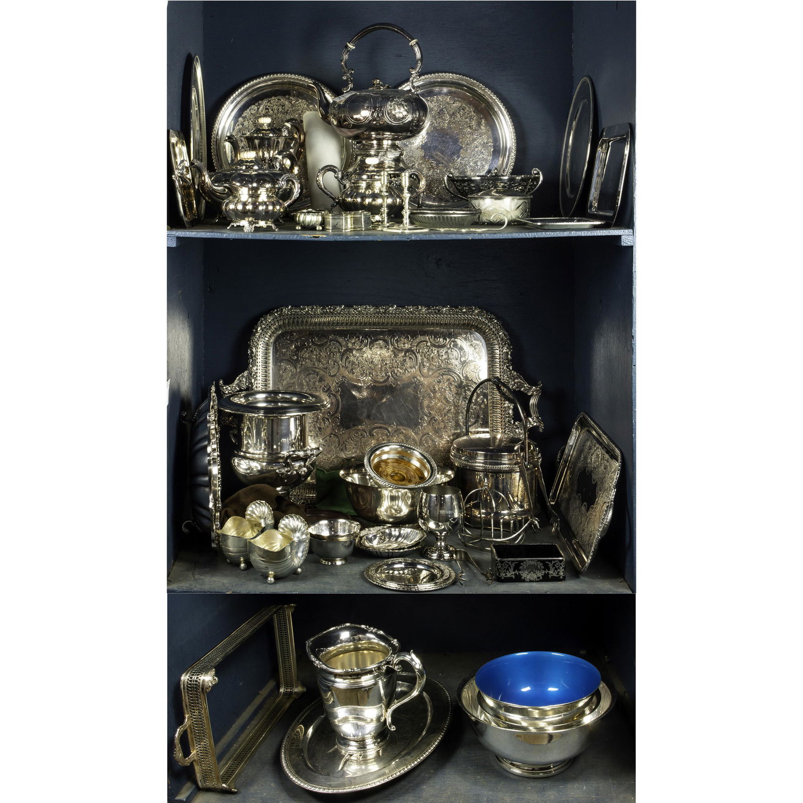 Three shelves of silver plate (1 of 1)