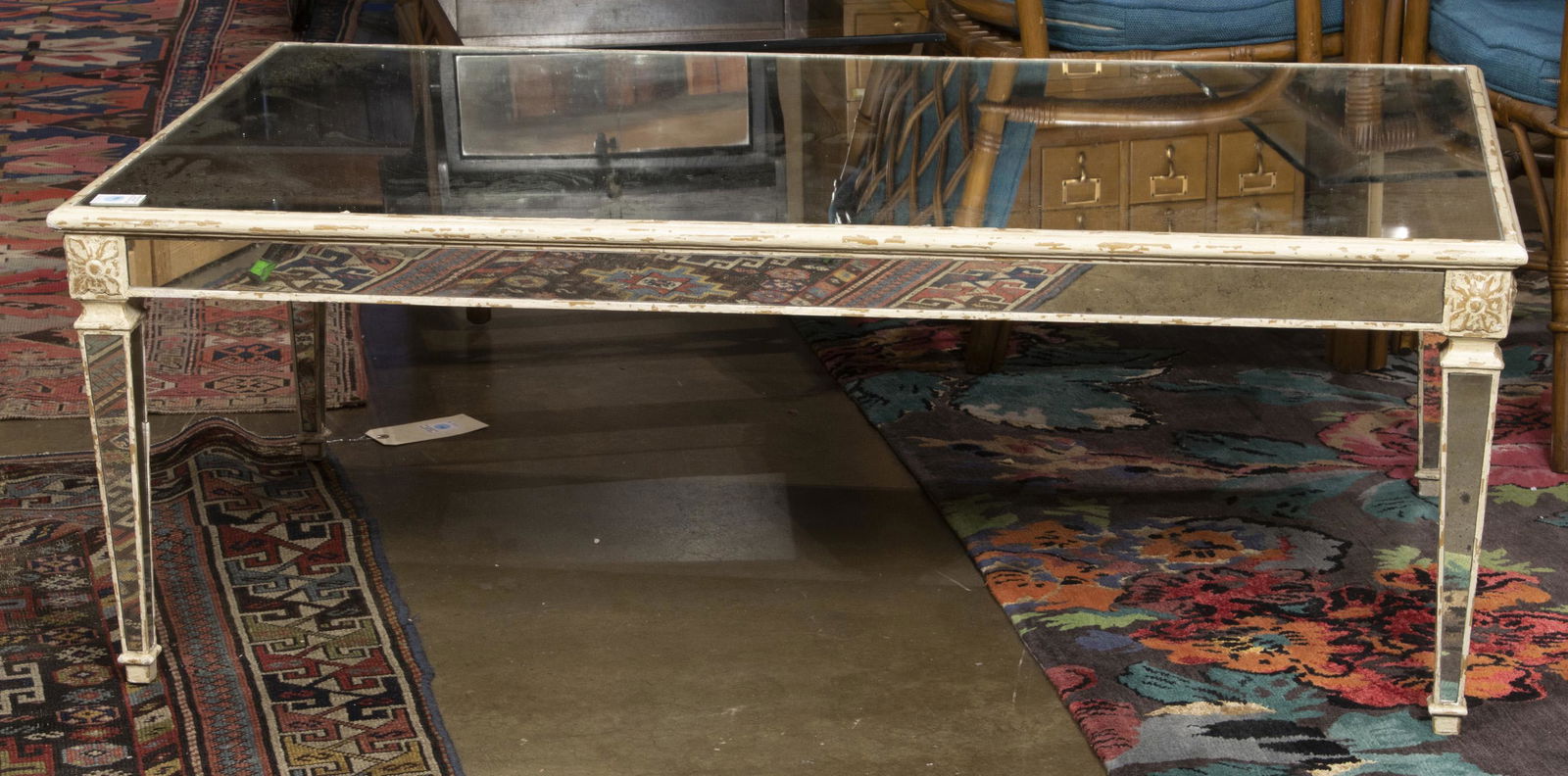 Hollywood Regency style mirrored painted wood coffee (1 of 1)