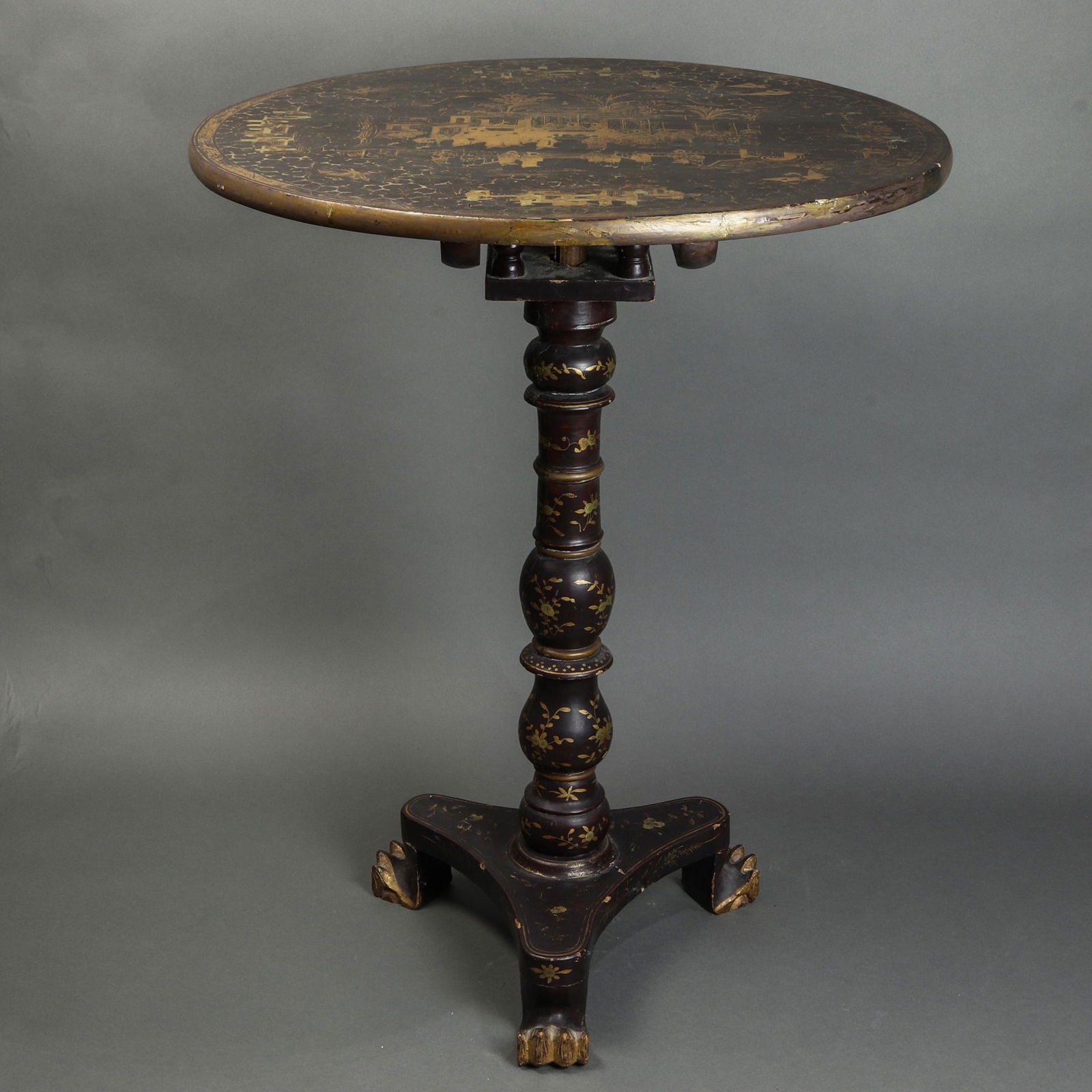 Chinese export gilt-lacquered pedestal table (1 of 3)