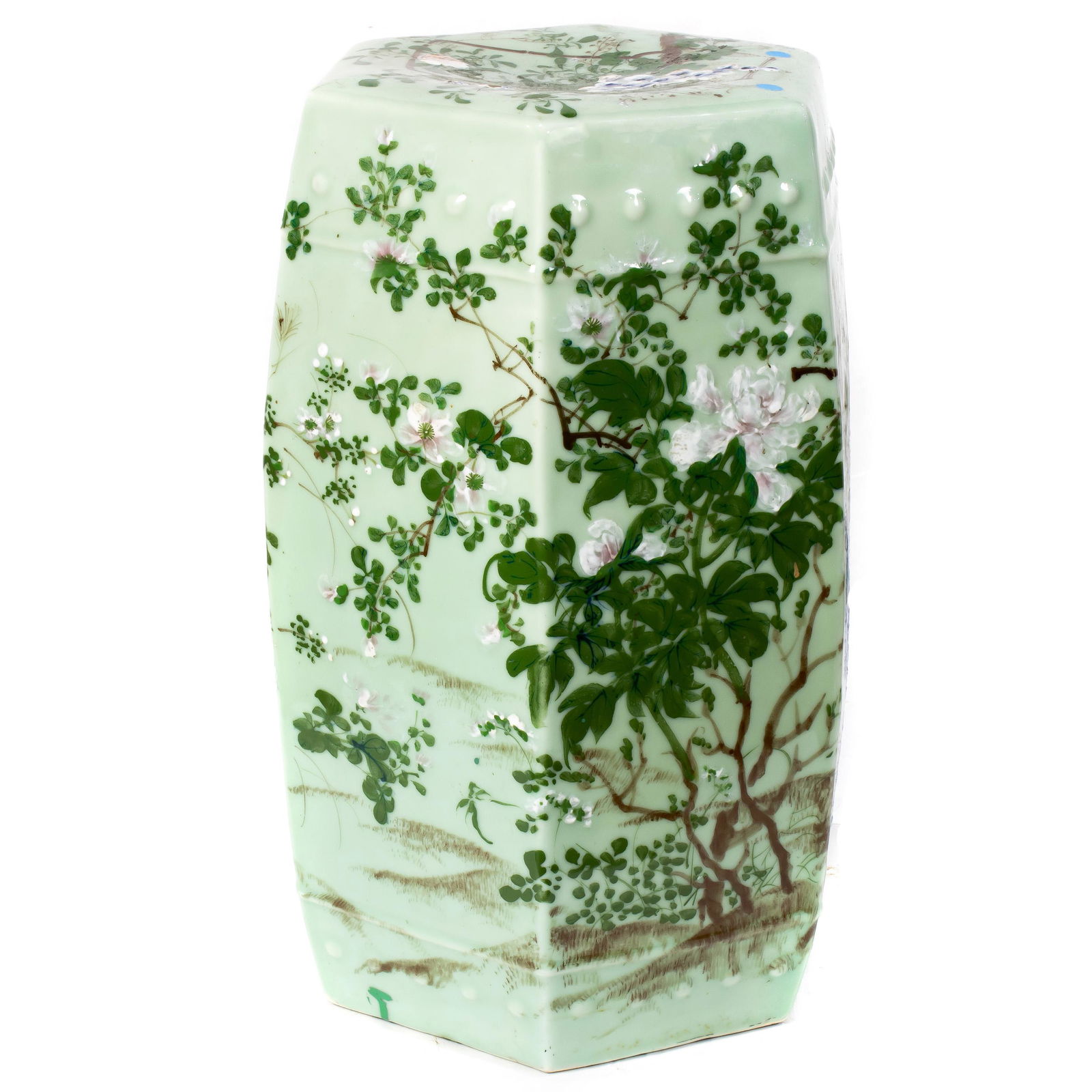 Japanese enameled and celadon glazed garden stool (1 of 1)