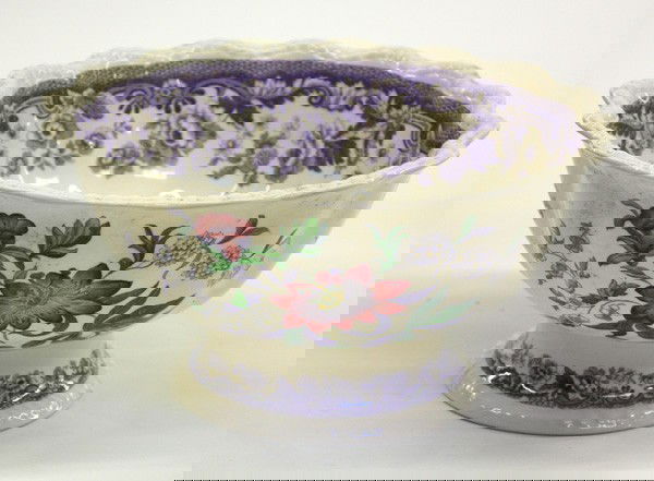 Copeland Spode Mayflower bowl: Copeland spode ''Mayflower'' pedestal bowl, 5.75''h x 11''diameter