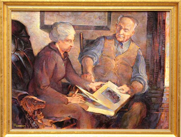 painting, Robert McDonald, Reminiscing: Framed oil on canvas, Reminiscing, by Robert McDonald Graham (Californian, b. 1919), signed lower left, overall: 21.25''h x 27''w