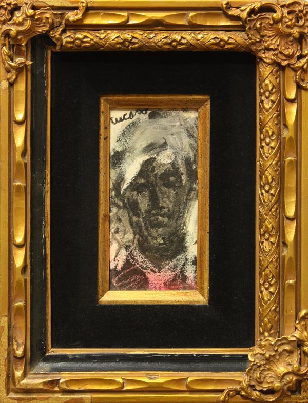 Painting, Pascal Cucaro, Figure: Framed oil on board, Figure in Red and White, by Pascal Cucaro (Californian, 1915-2004), signed upper left, overall: 16.5''h x 12.625''w