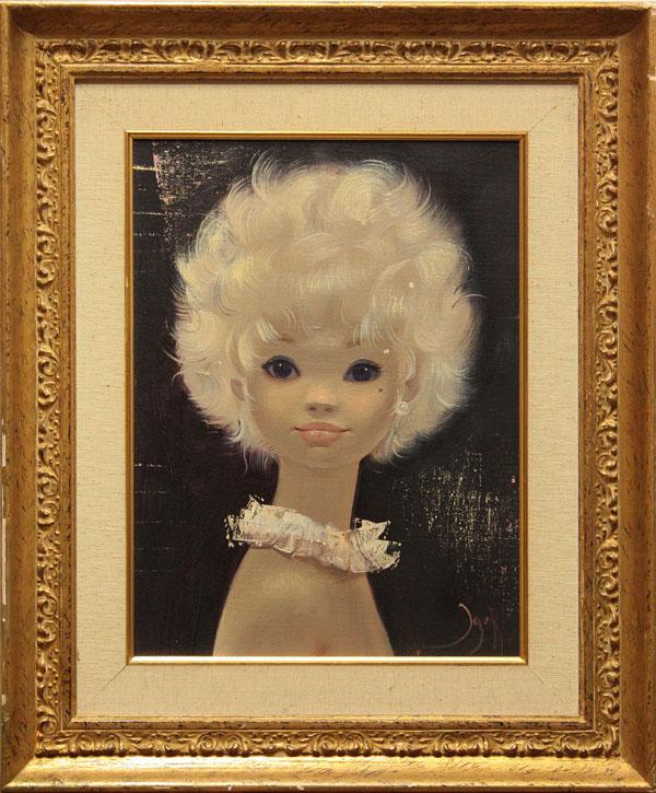 Painting, Girl with White Hair, Igor: Framed oil on canvas, Young Girl with White Hair, by Igor Pantuhoff (American, 1911-1972), signed lower right, overall: 23.625''h x 19.625''w
