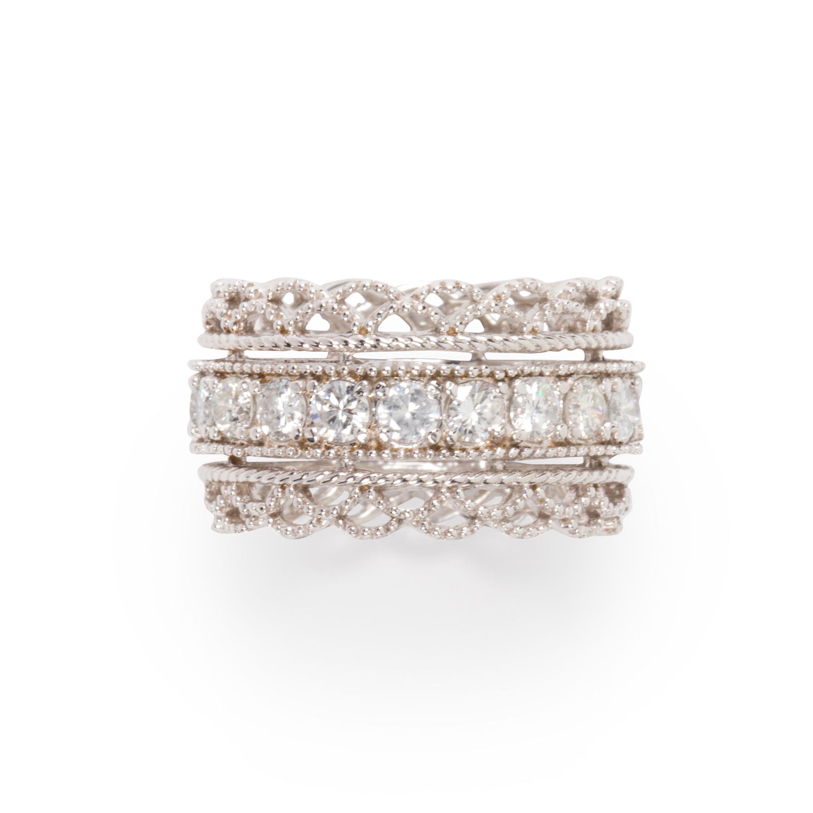 A diamond and eighteen karat white gold ring (1 of 2)