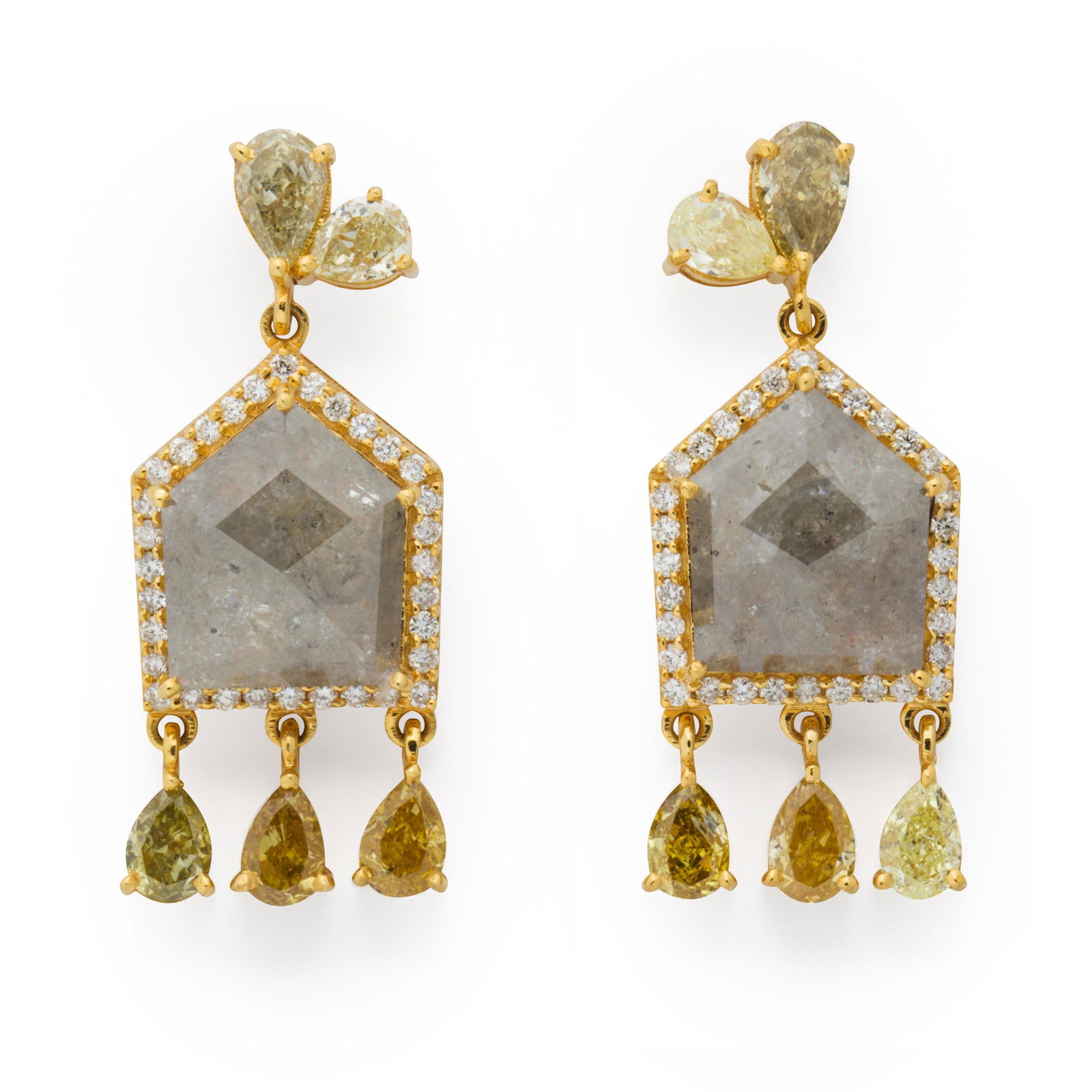 A pair colored diamond, diamond and eighteen karat gold (1 of 1)