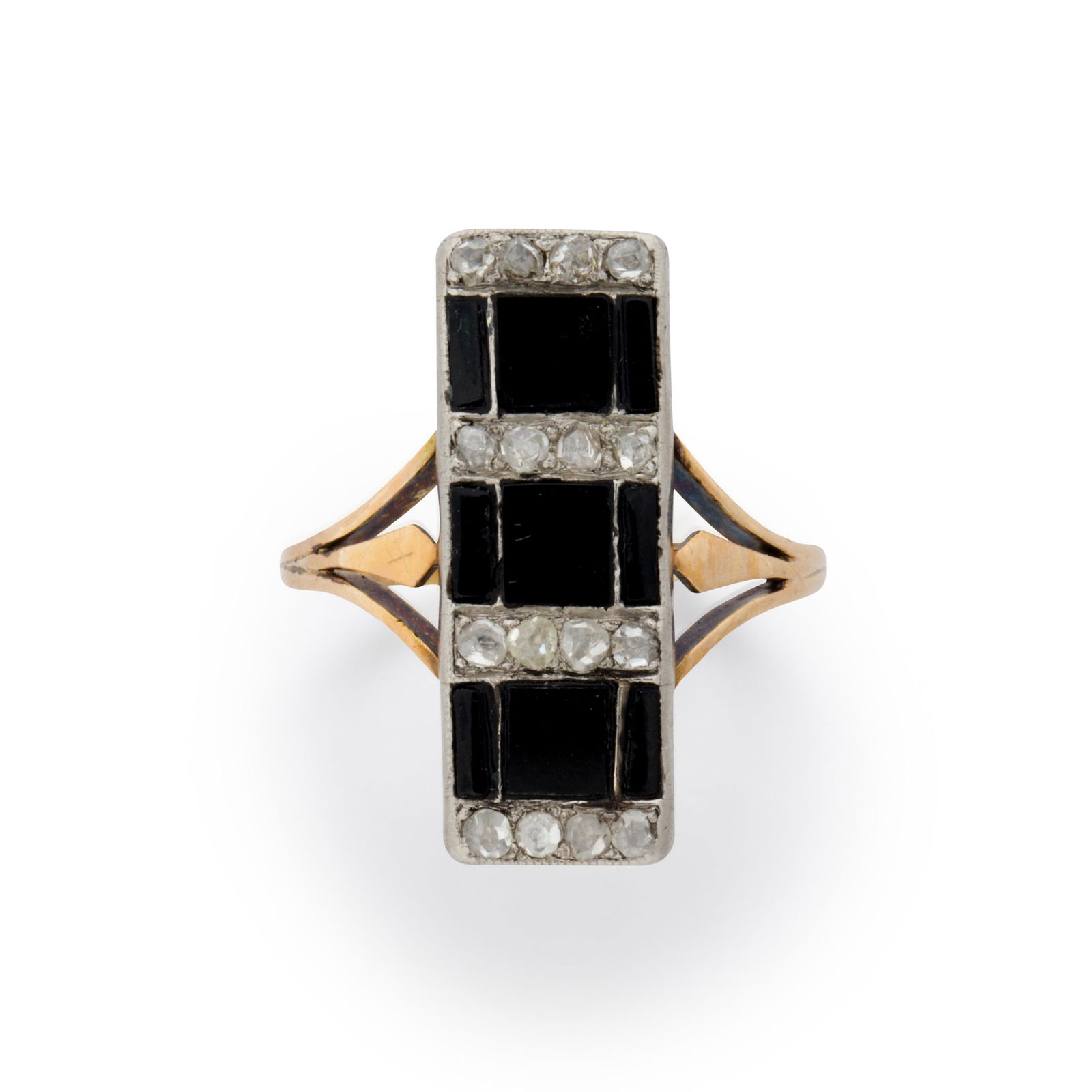 An Art Deco diamond and black chalcedony ring (1 of 2)