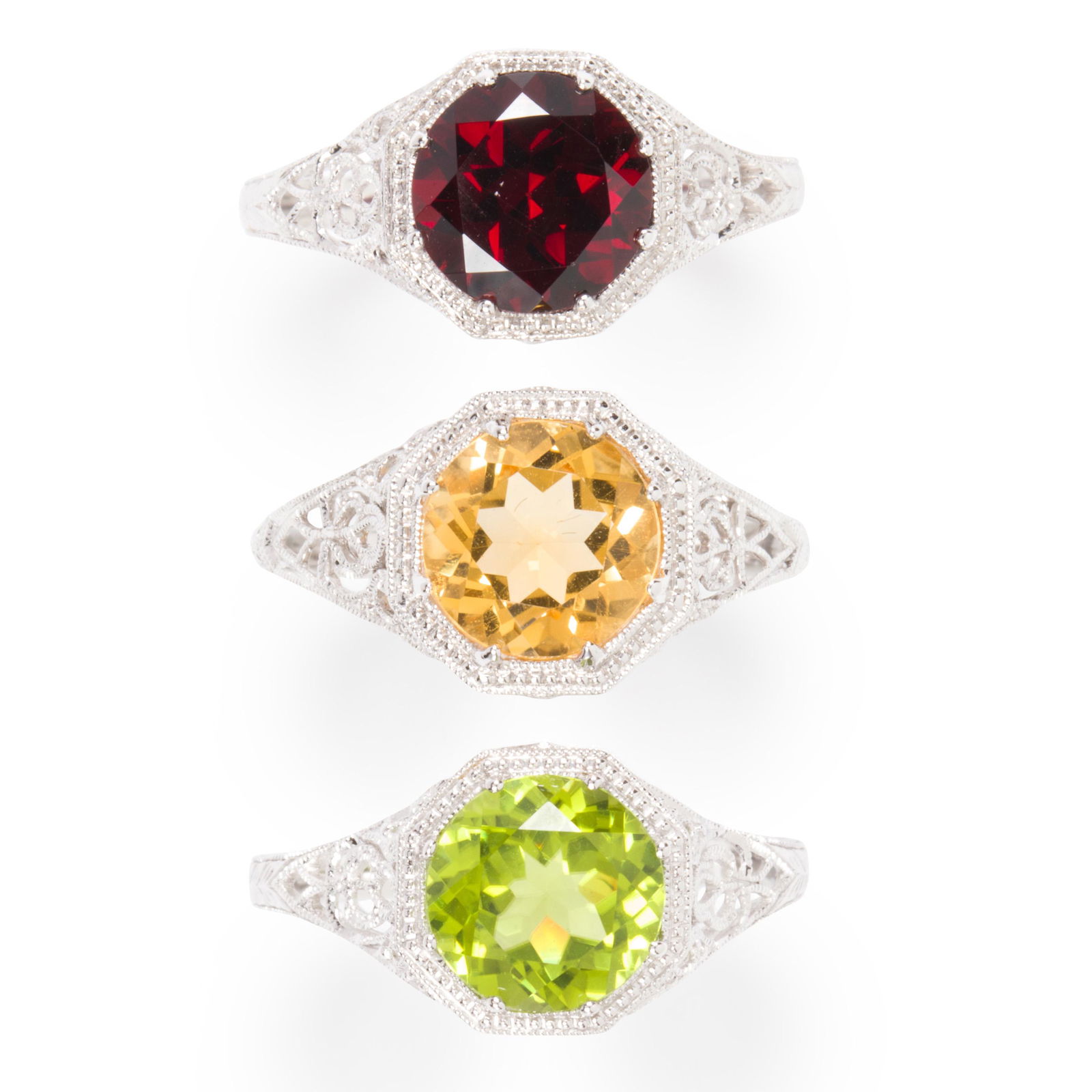 A group of gemstone and fourteen karat gold rings (1 of 2)