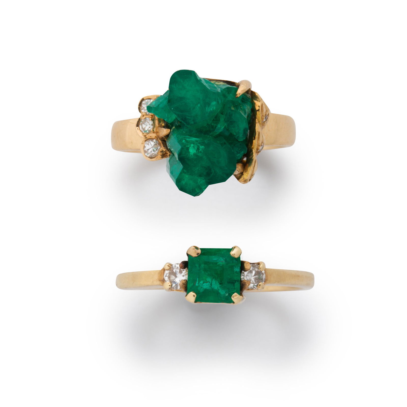 A group of emerald, diamond and gold rings (1 of 2)