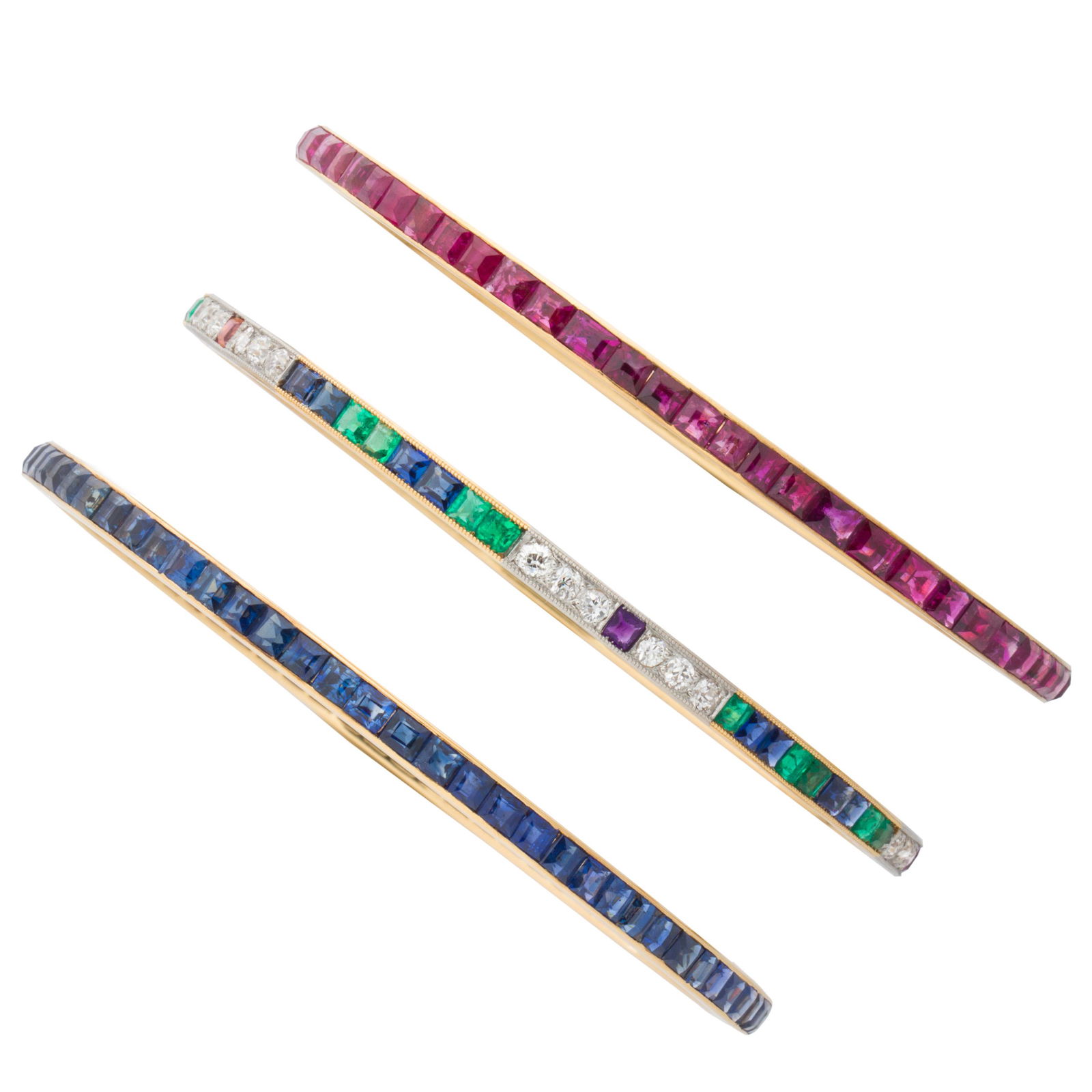 A group of gemstone or diamond and eighteen karat gold (1 of 2)