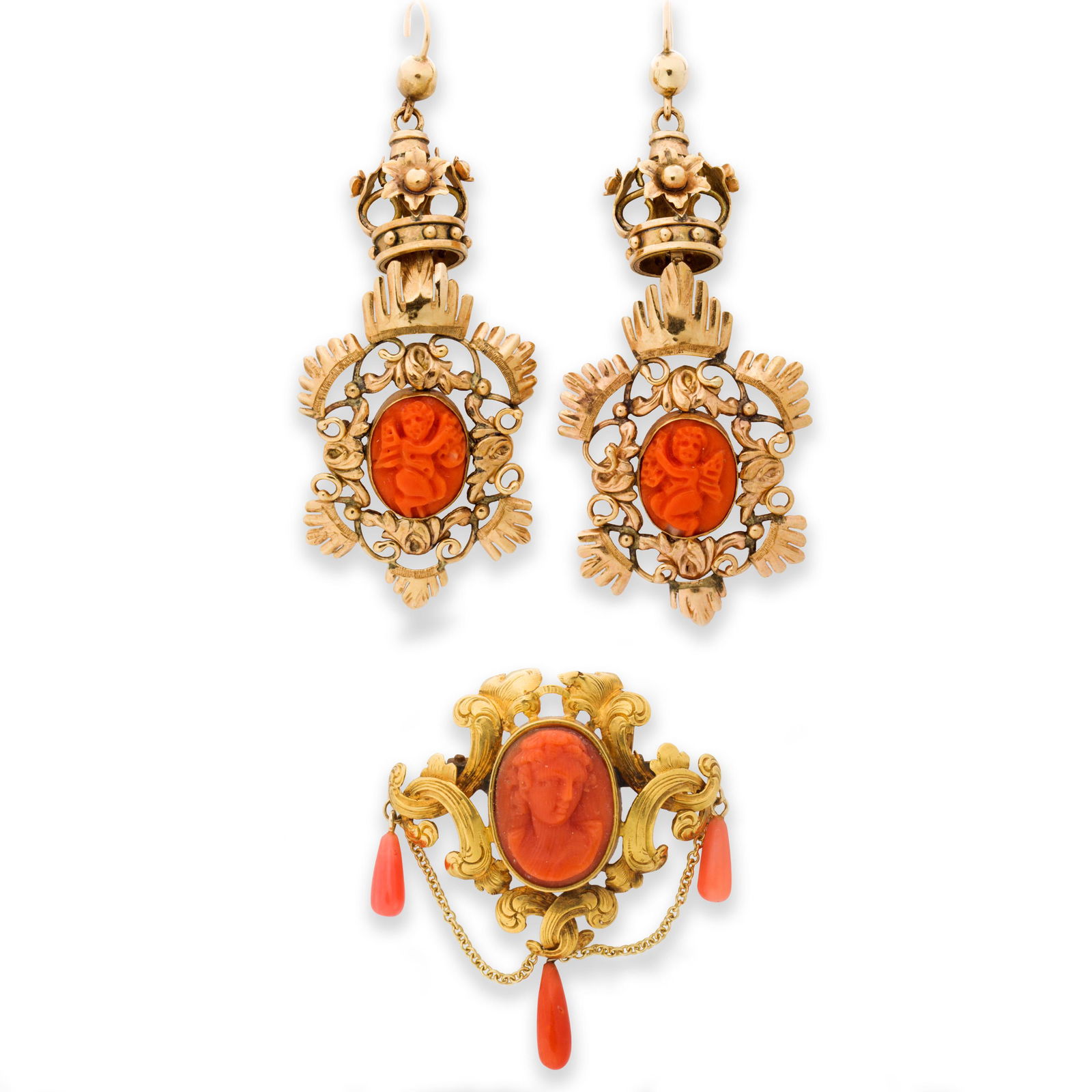 A Victorian coral and gold assembled suite (1 of 1)