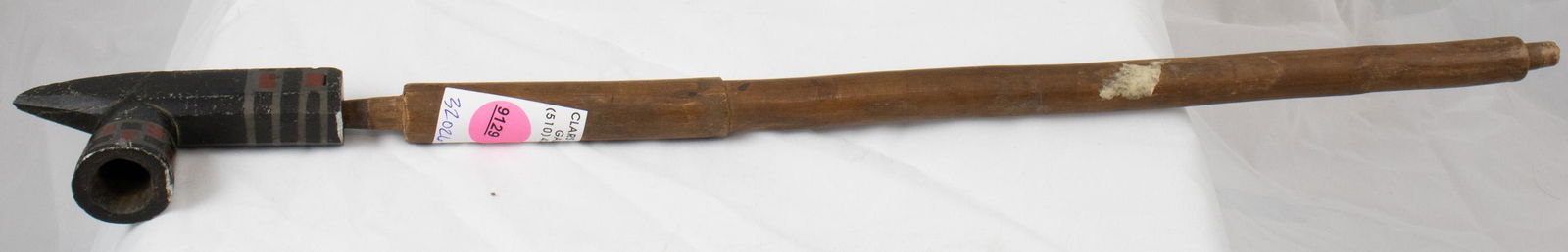 A Native American Catlinite inlaid pipe and stem (1 of 1)
