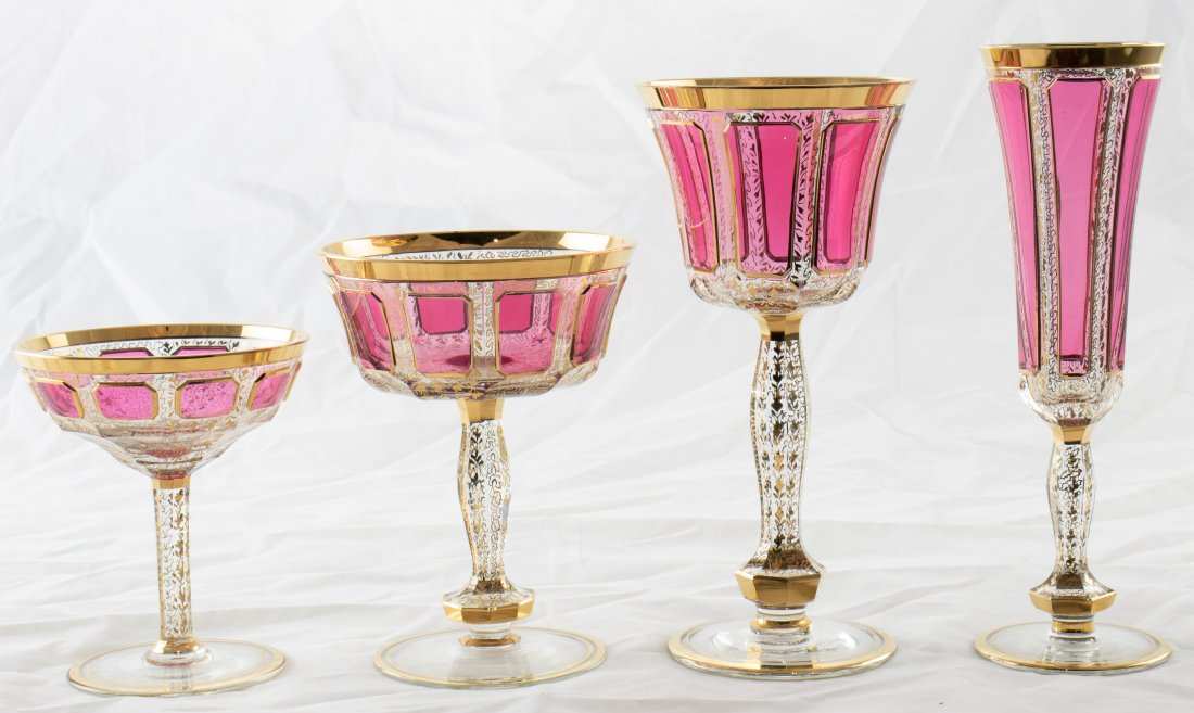 (lot of 31) Moser style cranberry flashed cut-to-clear (1 of 2)