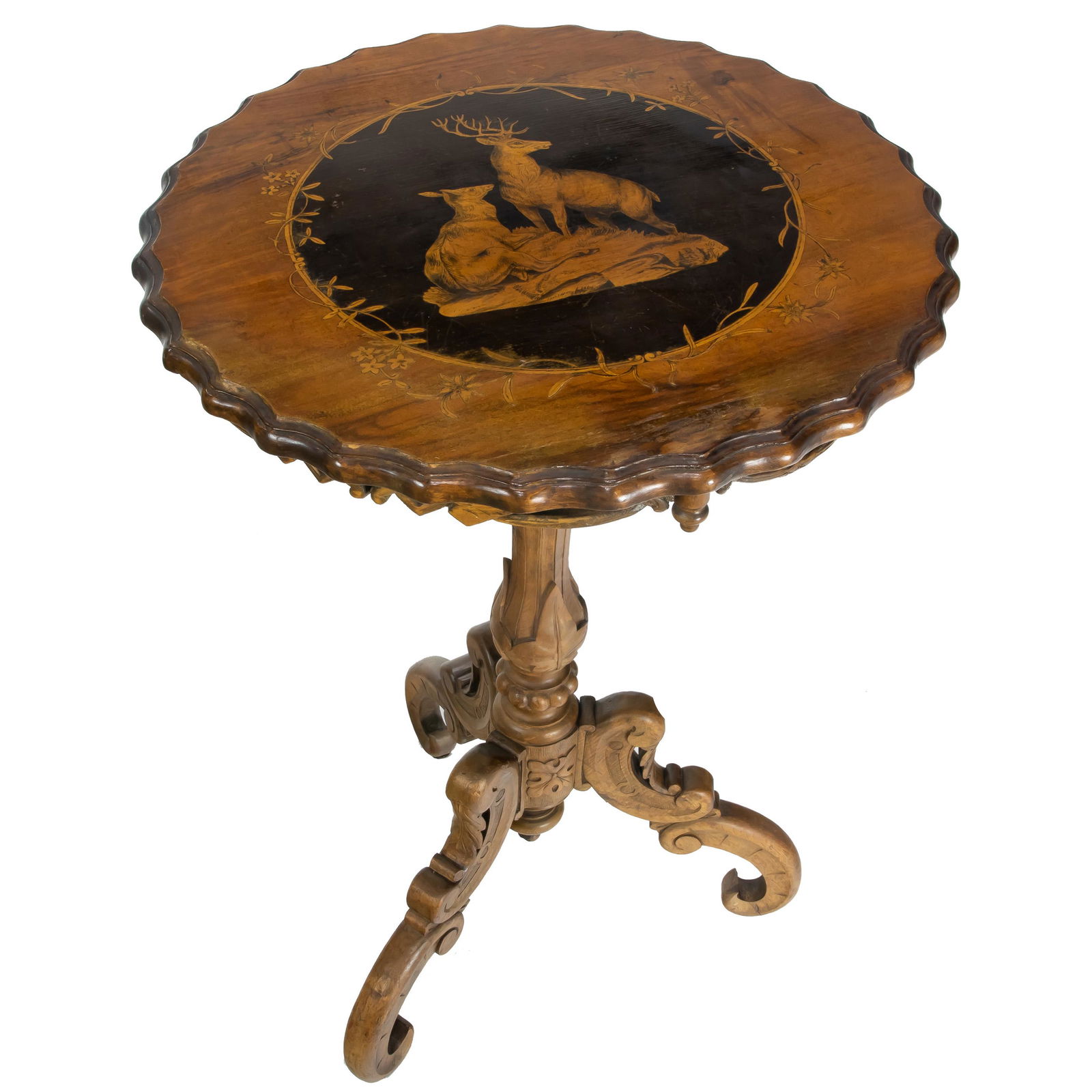 A Black Forest style marquetry decorated occasional (1 of 3)